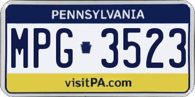 PA license plate MPG3523