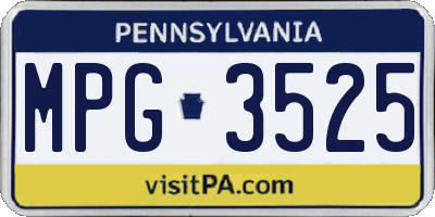 PA license plate MPG3525