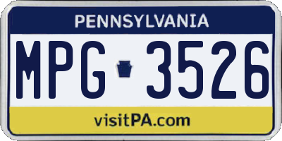 PA license plate MPG3526
