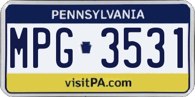 PA license plate MPG3531
