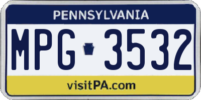 PA license plate MPG3532