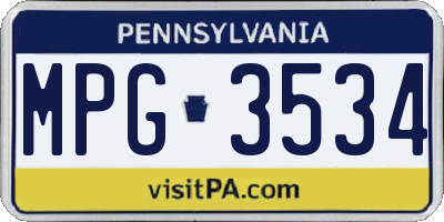 PA license plate MPG3534