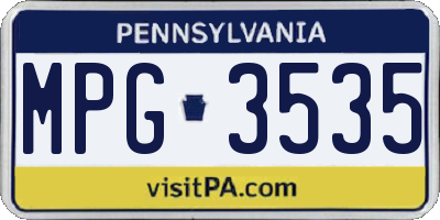 PA license plate MPG3535