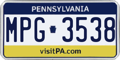 PA license plate MPG3538