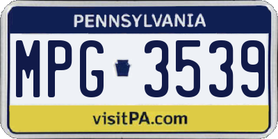 PA license plate MPG3539