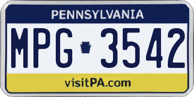 PA license plate MPG3542