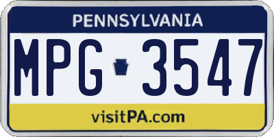 PA license plate MPG3547