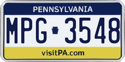 PA license plate MPG3548