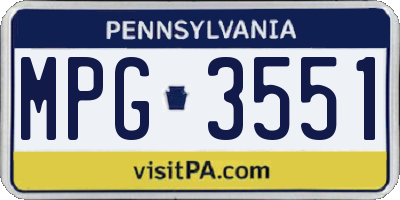 PA license plate MPG3551