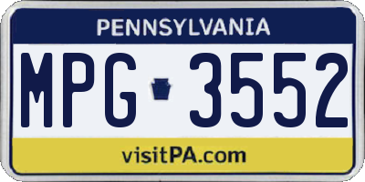 PA license plate MPG3552