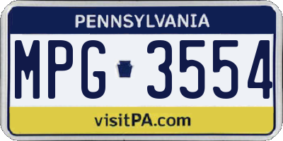PA license plate MPG3554