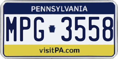 PA license plate MPG3558