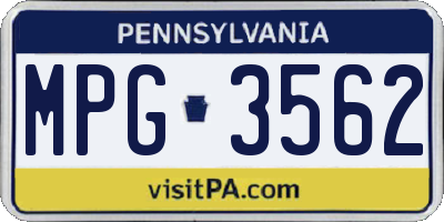 PA license plate MPG3562