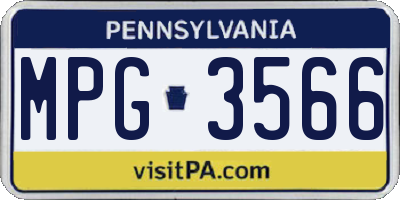 PA license plate MPG3566