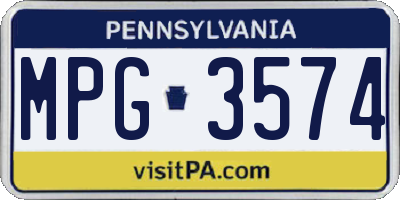 PA license plate MPG3574