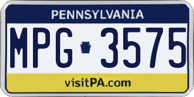 PA license plate MPG3575