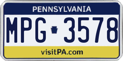 PA license plate MPG3578