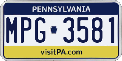 PA license plate MPG3581