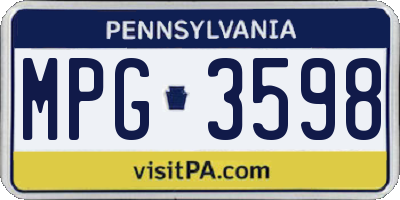 PA license plate MPG3598