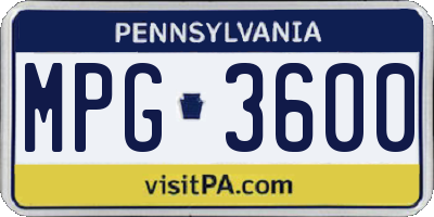 PA license plate MPG3600