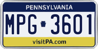 PA license plate MPG3601