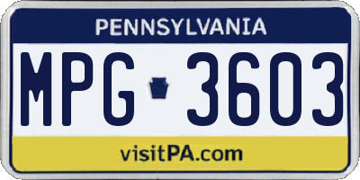 PA license plate MPG3603
