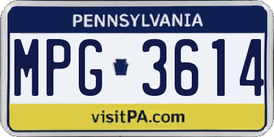 PA license plate MPG3614