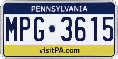 PA license plate MPG3615