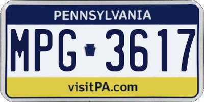 PA license plate MPG3617
