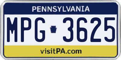 PA license plate MPG3625