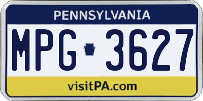 PA license plate MPG3627