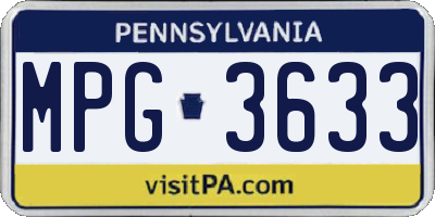 PA license plate MPG3633