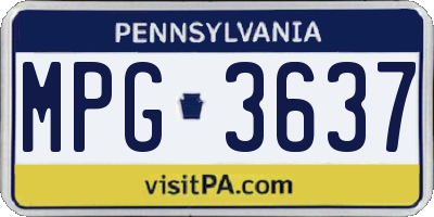 PA license plate MPG3637