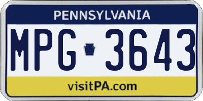 PA license plate MPG3643