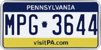 PA license plate MPG3644