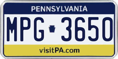 PA license plate MPG3650