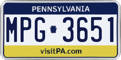 PA license plate MPG3651