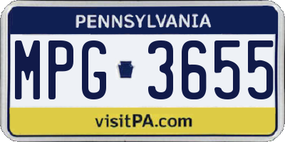 PA license plate MPG3655