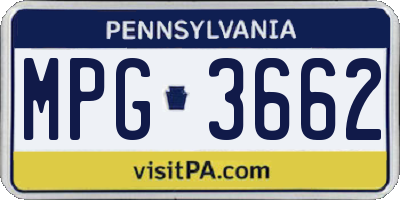 PA license plate MPG3662