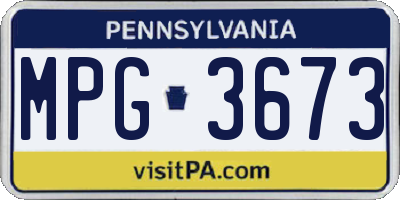 PA license plate MPG3673