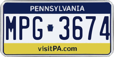PA license plate MPG3674