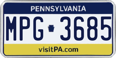 PA license plate MPG3685