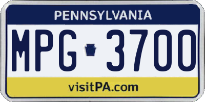 PA license plate MPG3700