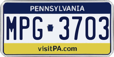 PA license plate MPG3703