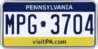PA license plate MPG3704