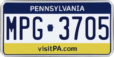 PA license plate MPG3705