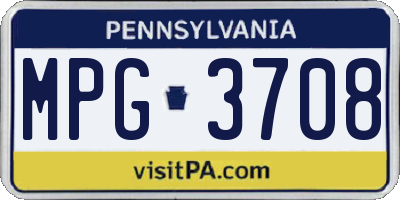 PA license plate MPG3708