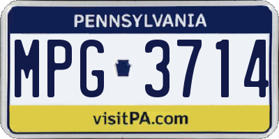 PA license plate MPG3714