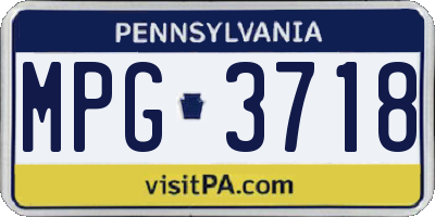 PA license plate MPG3718