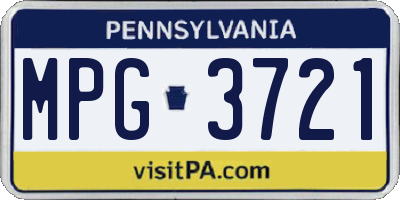 PA license plate MPG3721